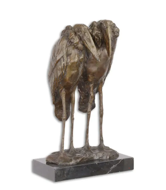Bronzene Marabu-Störche – Duo-Skulptur
