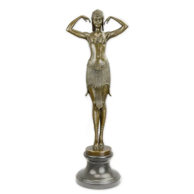 Bronzene Skarabaeustaenzerin-Skulptur Aegyptisch, 75 cm
