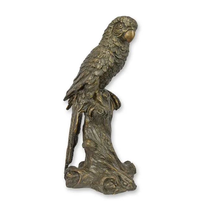 Bronzener Ara Papagei Skulptur -- Gold-Patina
