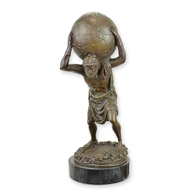 Bronzener Atlas Skulptur – 31 cm die Welt tragend