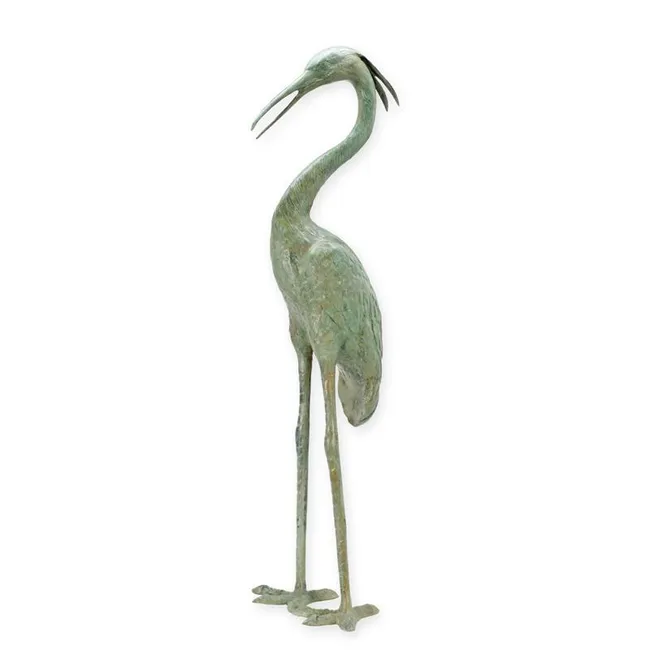 Bronzereiher Brunnenskulptur Verdigris 103 cm
