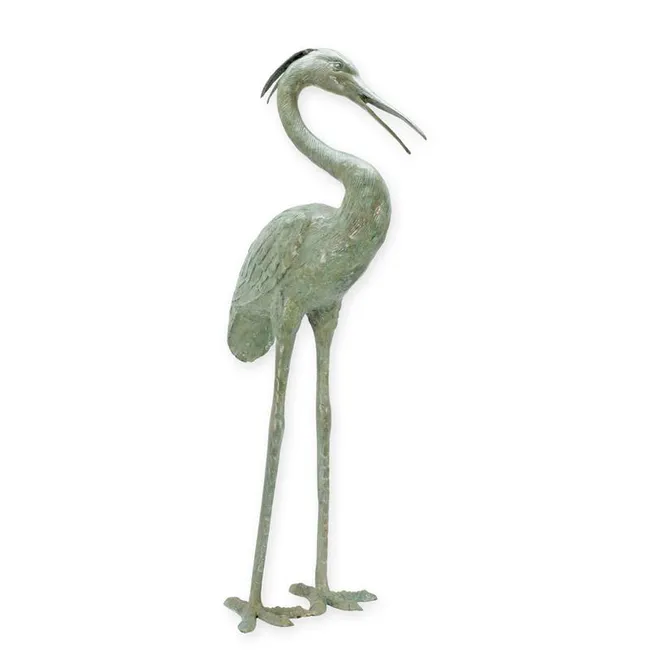 Bronzereiher Brunnenskulptur Verdigris 93 cm