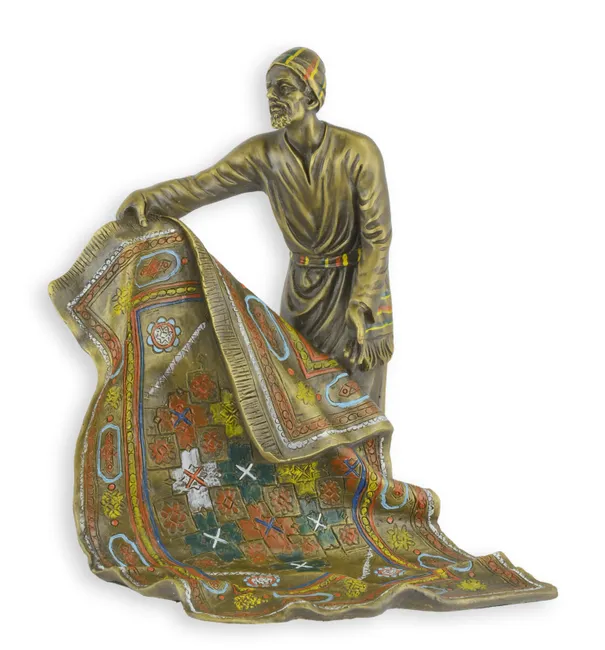 Bronzeskulptur arabischer Teppichhaendler stehend