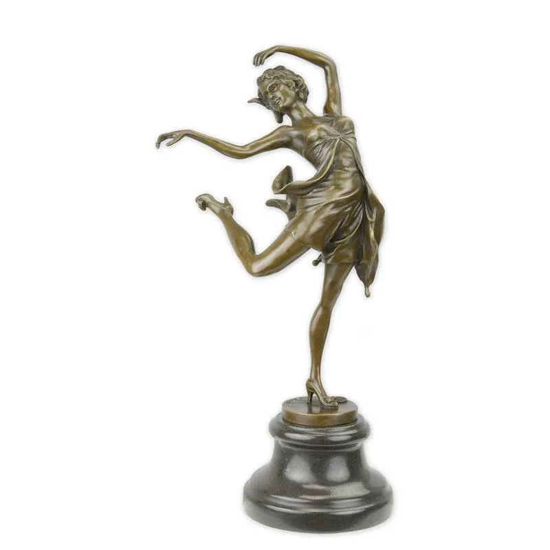 Bronzeskulptur Art-déco-Tänzerin auf Marmorfuß 38,2 cm