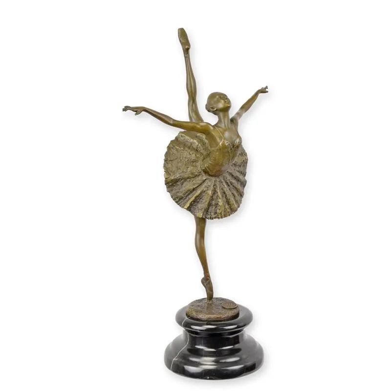 Bronzeskulptur Ballerina mit Tutu auf Marmorsockel 33 cm