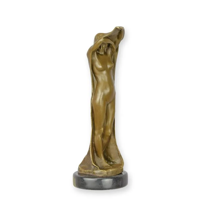 Bronzeskulptur „Die Nacht“ Frauenfigur mit Mantel