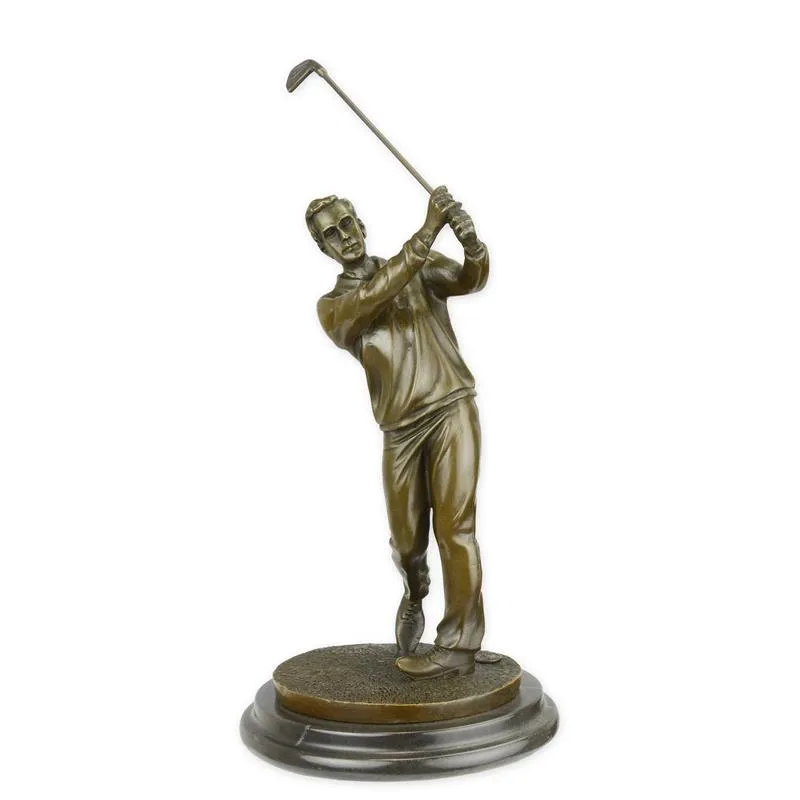 Bronzeskulptur Golfer im Schwung auf Marmorfuß 32,5 cm