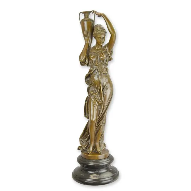Bronzeskulptur Hebe mit Amphore stehend griechische Goettin