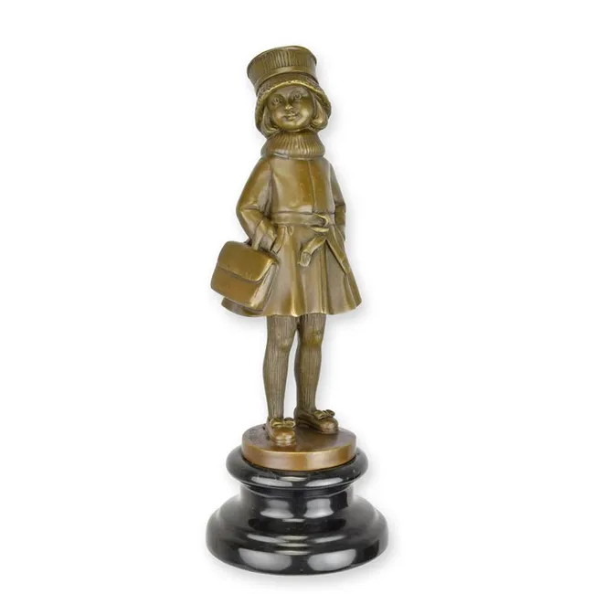 Bronzeskulptur Maedchen stehend 27 cm Kinderfigur