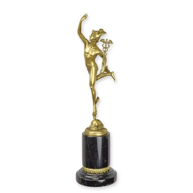 Bronzeskulptur Merkur poliert 49 cm klassische Figur