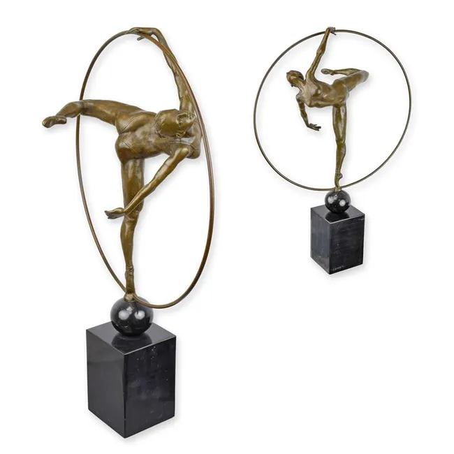 Bronzeskulptur Reifentaenzerin 54 cm Bewegungsfigur
