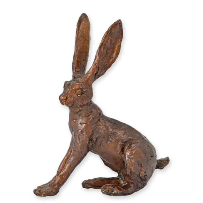 Bronzeskulptur sitzender Hase 16 cm hoch
