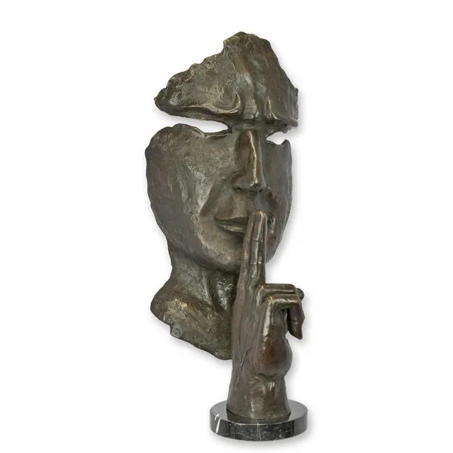 Bronzeskulptur Speak No Evil -- Marmorsockel
