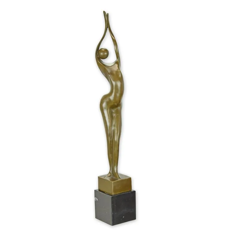 Bronzeskulptur stehende Frauenfigur mit ausgebreiteten Armen modernistisch