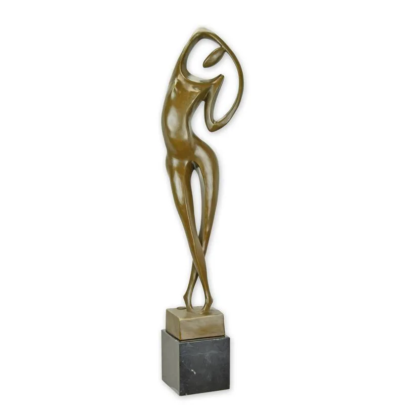 Bronzeskulptur tanzende Frauenfigur nach hinten gebogen modernistisch