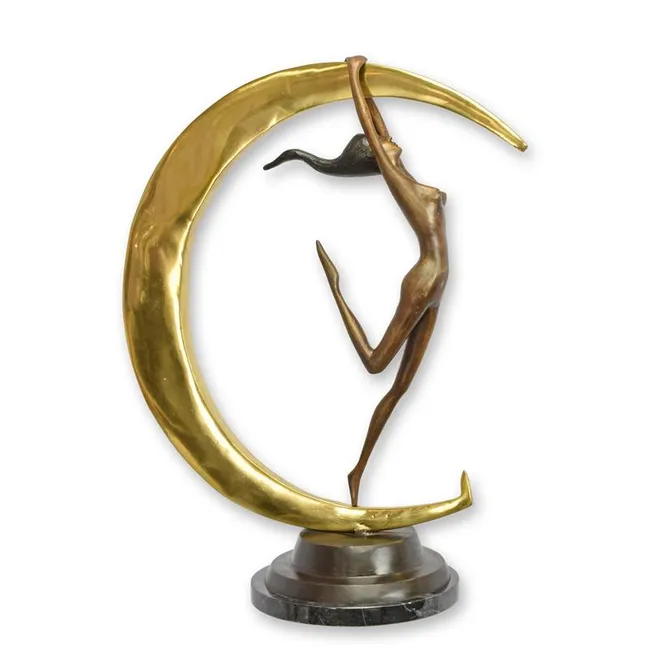 Bronzeskulptur weiblicher Akt mit Mondsichel – Variante B