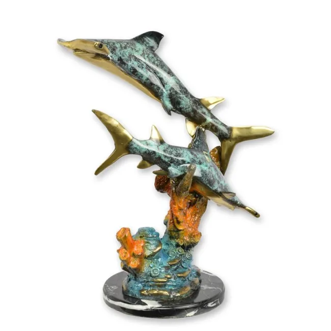 Bronzeskulptur zwei Hammerhaie