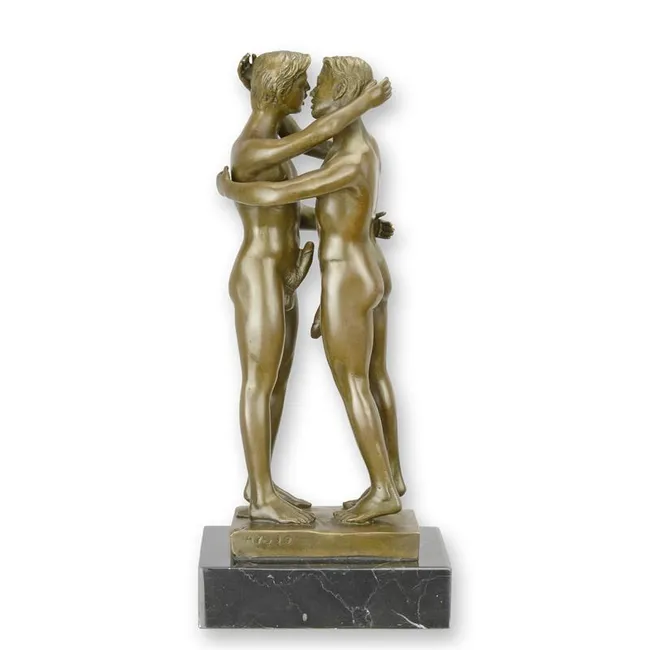 Bronzeskulptur zwei kuessende Maenner