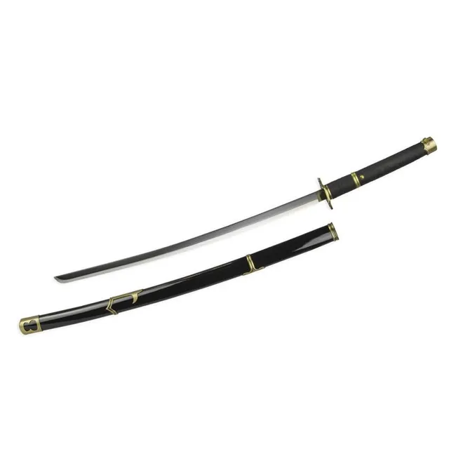 Dekorative schwarze Katana mit goldenen Metallakzenten