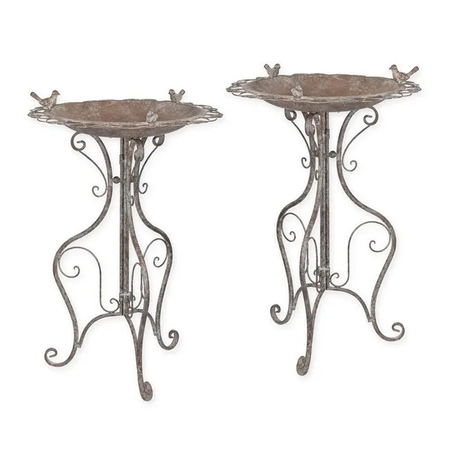 Eiserne Vogeltränken weathered grey – 2er-Set, 72,5 cm
