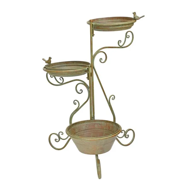 Eiserner Vogelhaus-Tränke-Pflanzenständer 3-stufig – 93,5 cm