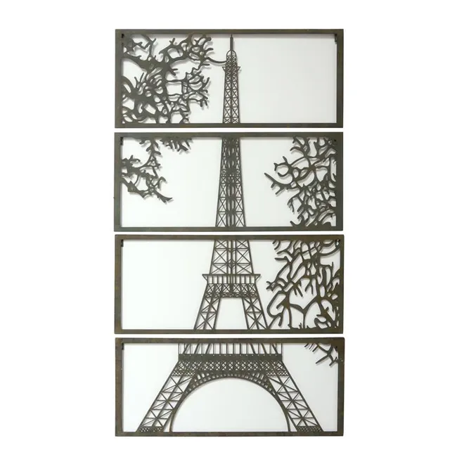 Eisernes Wandpaneel Eiffelturm 4-teilig – 120x70 cm