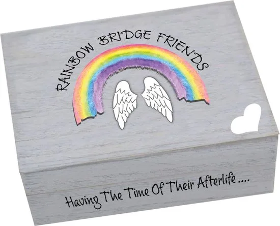 Erinnerungsbox Haustier Arora Design Holz Rainbow Bridge 30x23x11 cm