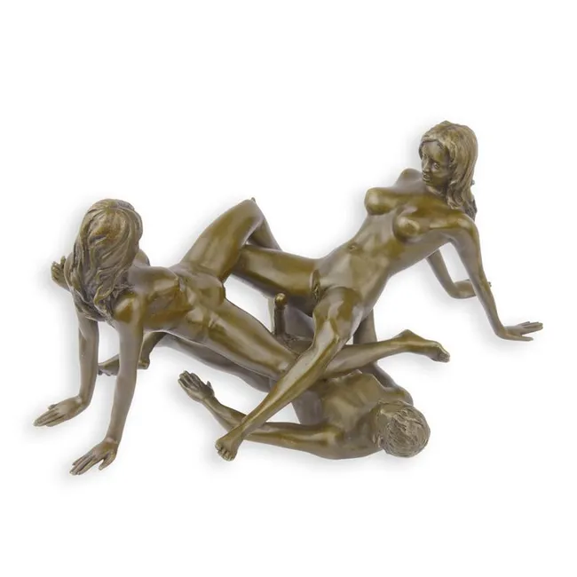 Erotische Bronzegruppe Dreierfigur, 10,8 cm hoch