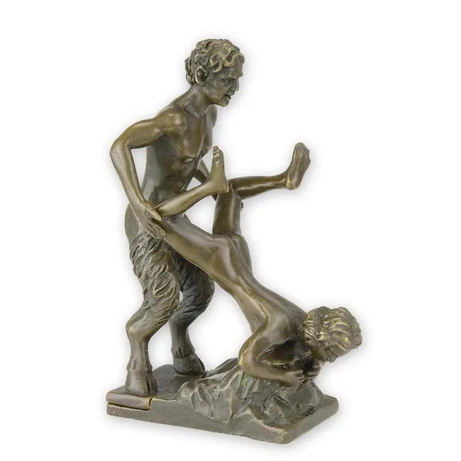 Erotische Bronzeminiatur Satyr mit Frau – 2er-Set (B)