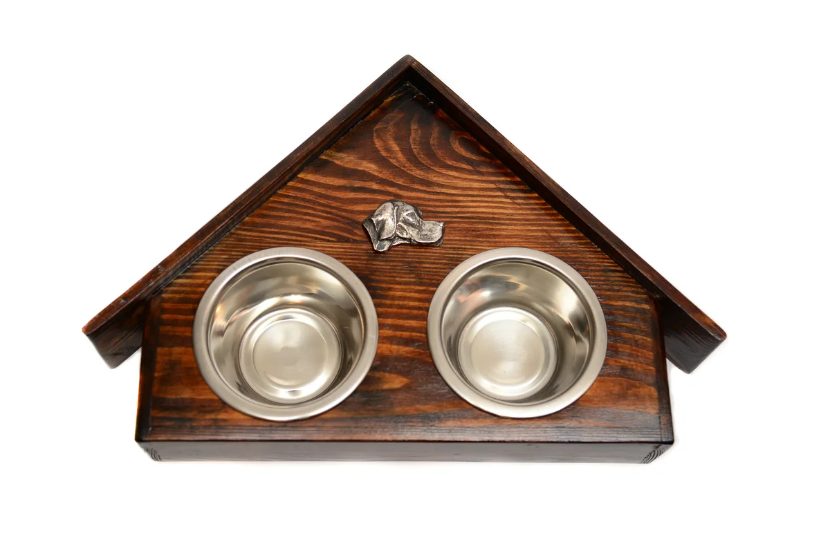 Holz-Futternapfhalter mit English Pointer-Emblem