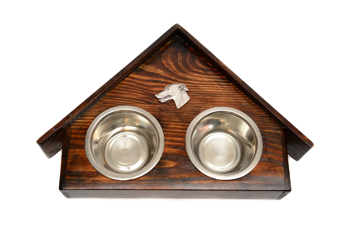 Holz-Futternapfhalter mit Greyhound-Emblem