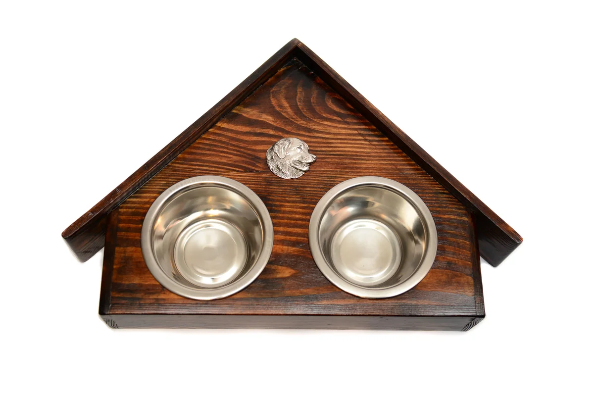 Holz-Futternapfhalter mit Leonberger-Emblem