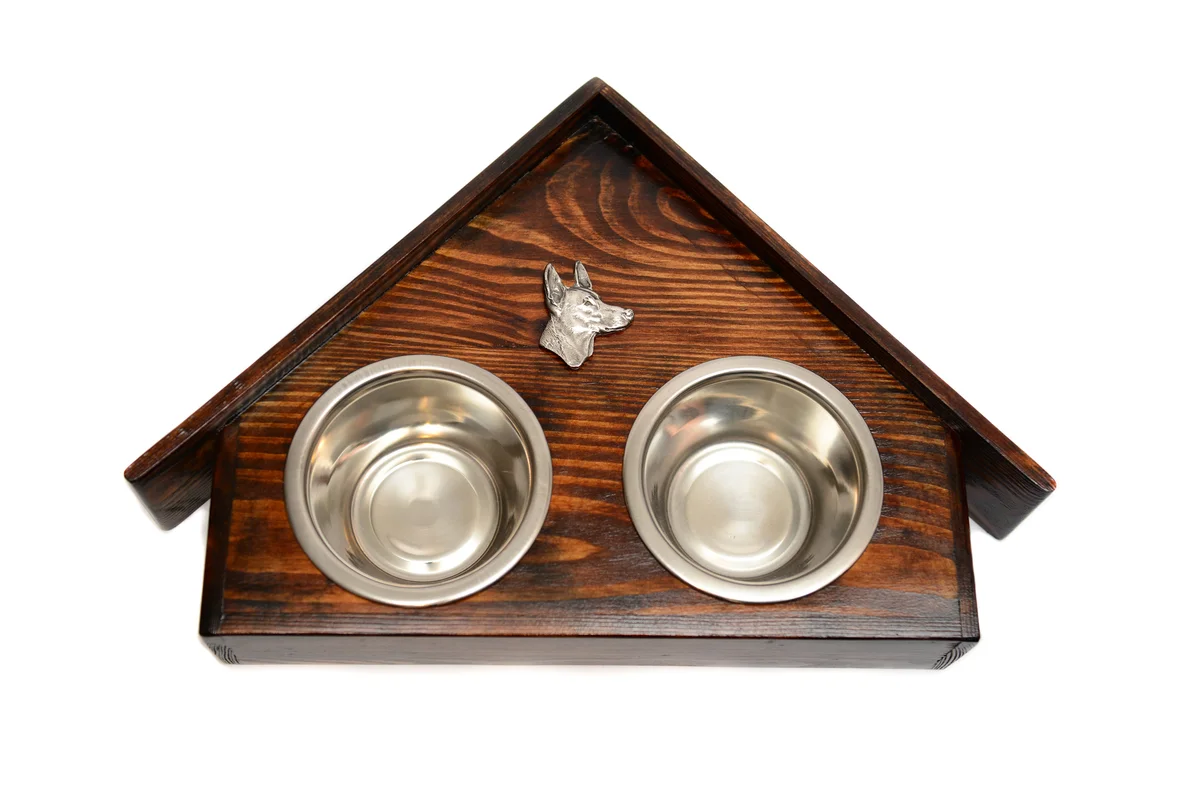 Holz-Futternapfhalter mit Pharaoh-Hound-Emblem