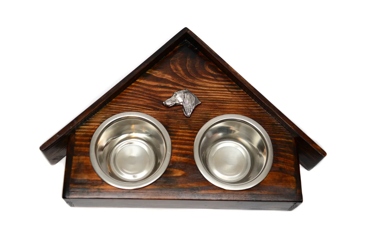 Holz-Futternapfhalter mit Saluki Emblem