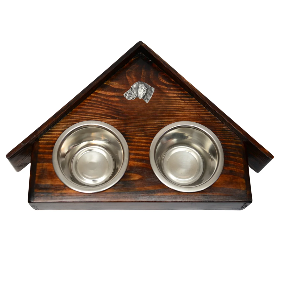 Holz-Futternapfhalter mit Weimaraner-Emblem