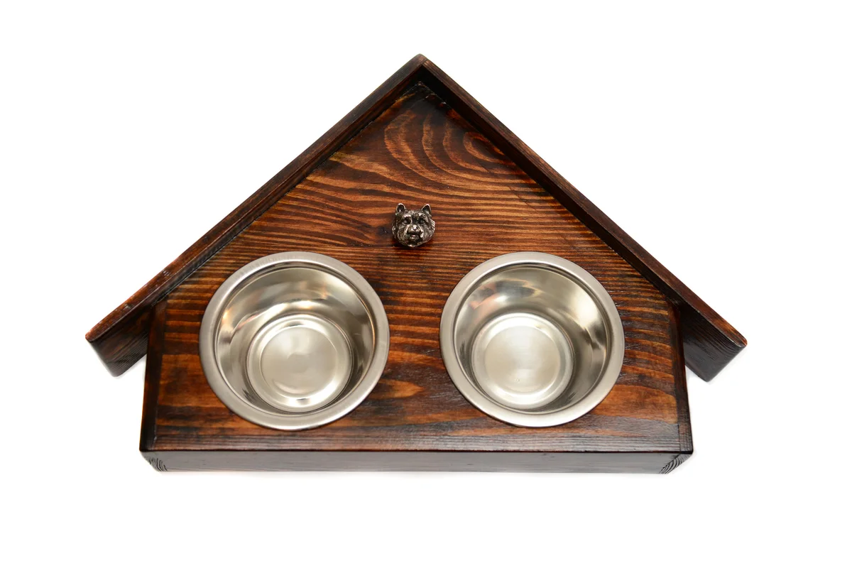 Holz-Futternapfhalter mit West Highland White Terrier-Emblem