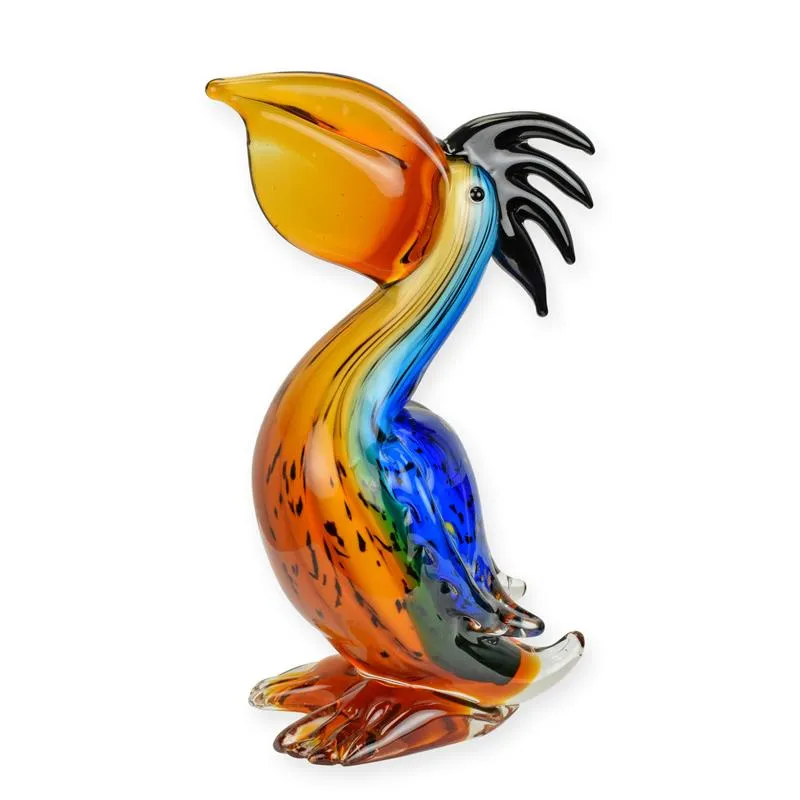 Glasfigur Pelikan im Murano-Stil 25,1 cm