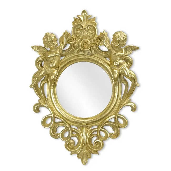 Goldener Wandspiegel mit Engeln Resin Barock-Rahmen