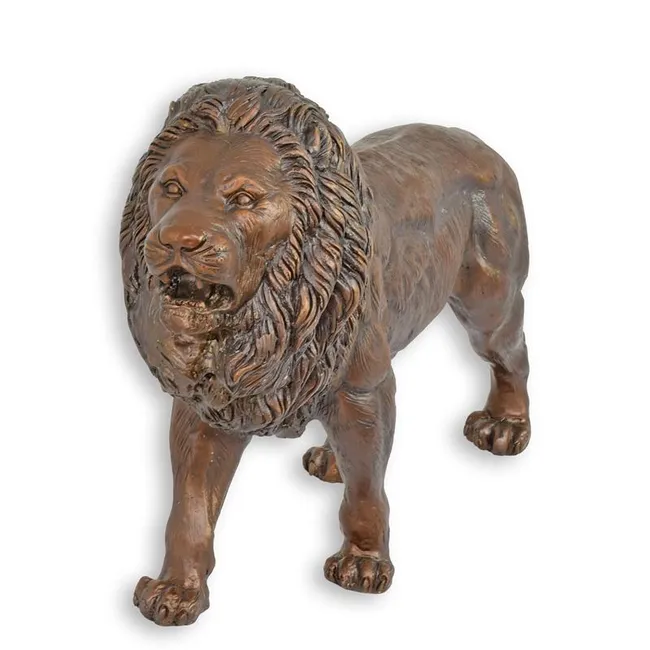 Grosser Bronzeloewe Skulptur naturell Bronze 73 cm