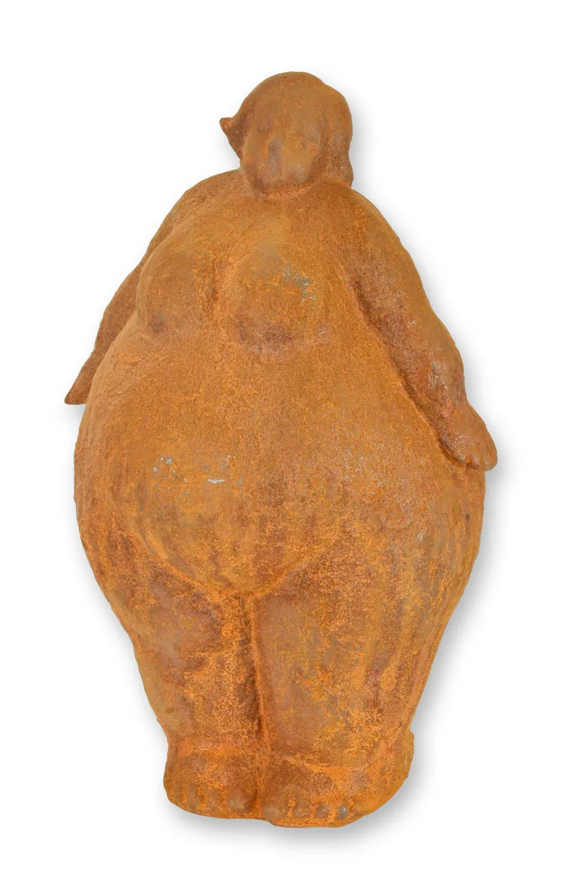 Gusseisen-Skulptur Frauenakt mit Rostpatina