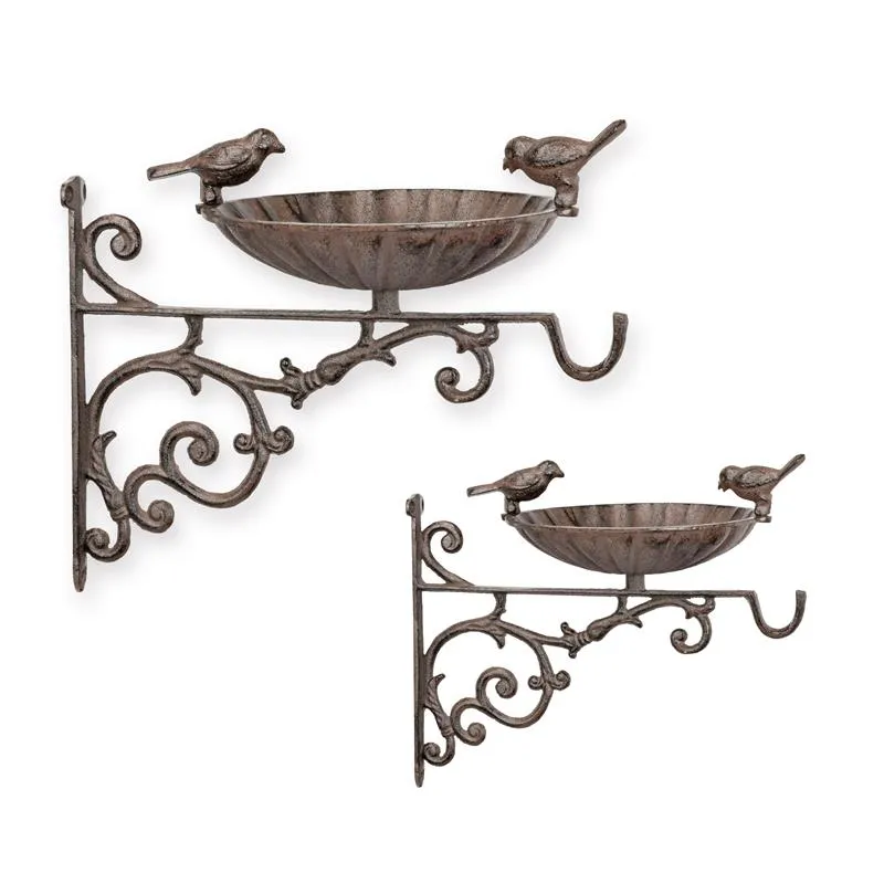 Gusseisen Wand-Vogeltränke mit Haken 2er-Set