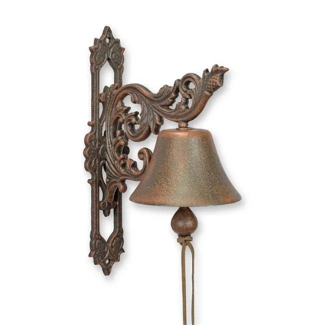 Gusseiserne Wandglocke mit Akanthusblatt-Ornament