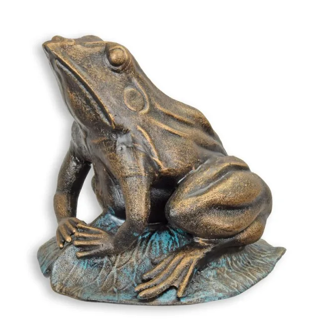 Gusseiserner Frosch auf Lotusblatt 24 cm hoch