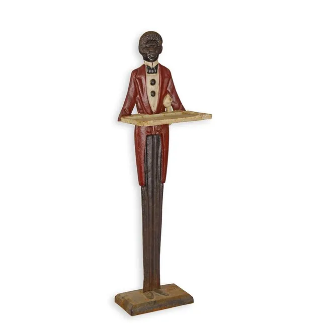 Gusseiserner Ober Kartenhalter stehende Figur