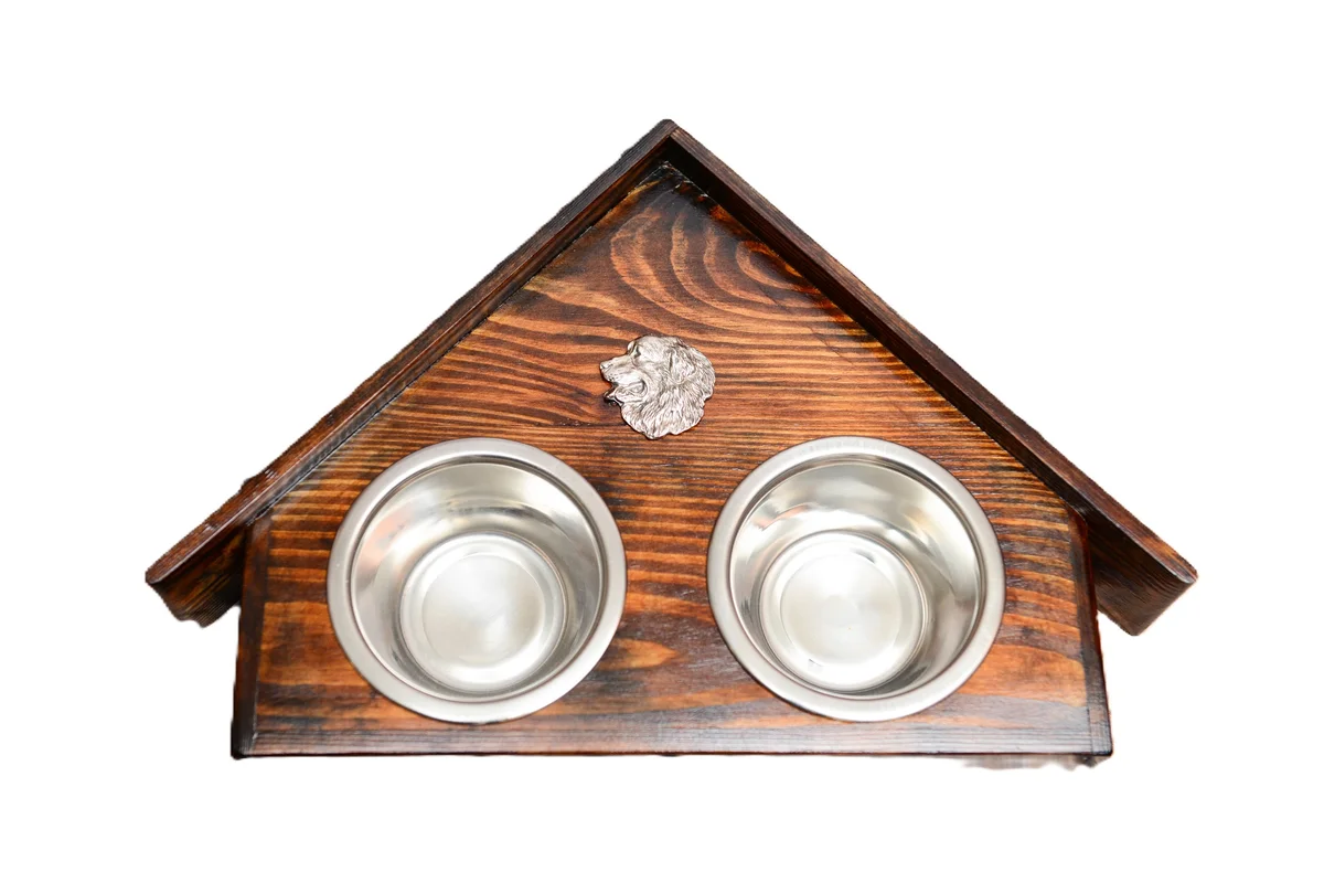 Holz-Futternapfhalter mit Berner Sennenhund Emblem