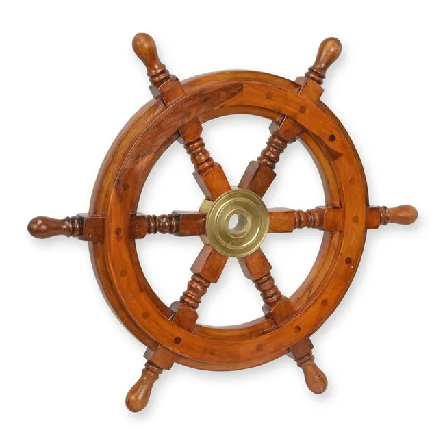 Holz-Schiffssteuerrad - Nautische Wanddekoration 46 cm