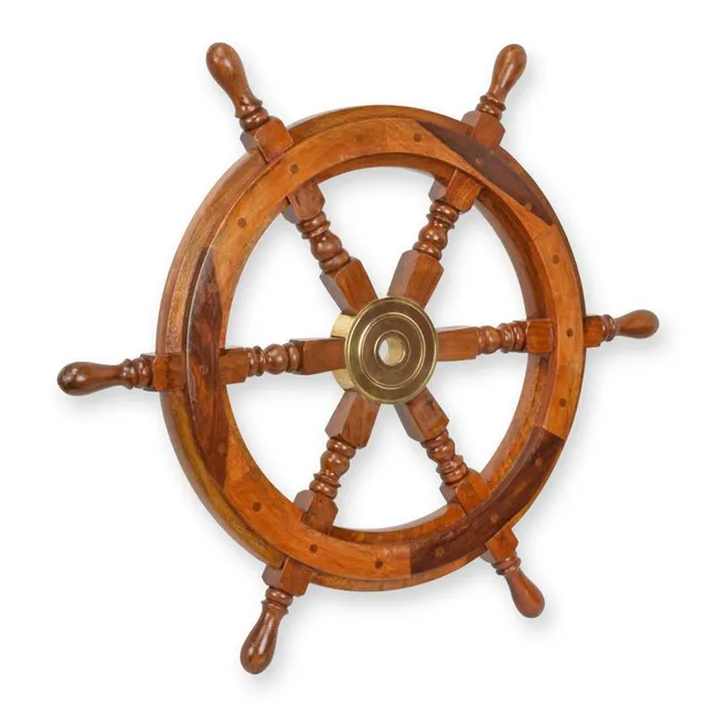 Holz-Schiffssteuerrad - Nautische Wanddekoration 62 cm