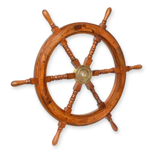 Holz-Schiffssteuerrad - Nautische Wanddekoration 76 cm