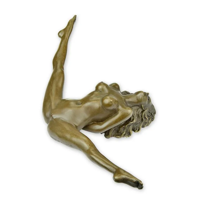Liegender Bronze-Frauenakt mit gestrecktem Bein