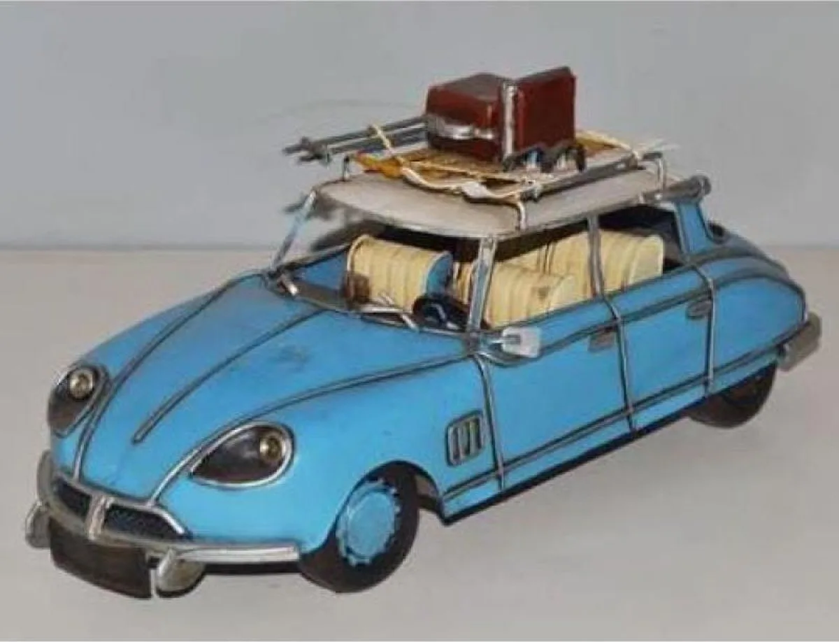 MadDeco Blechauto Citroën DS mit Dachgepäckträger hellblau